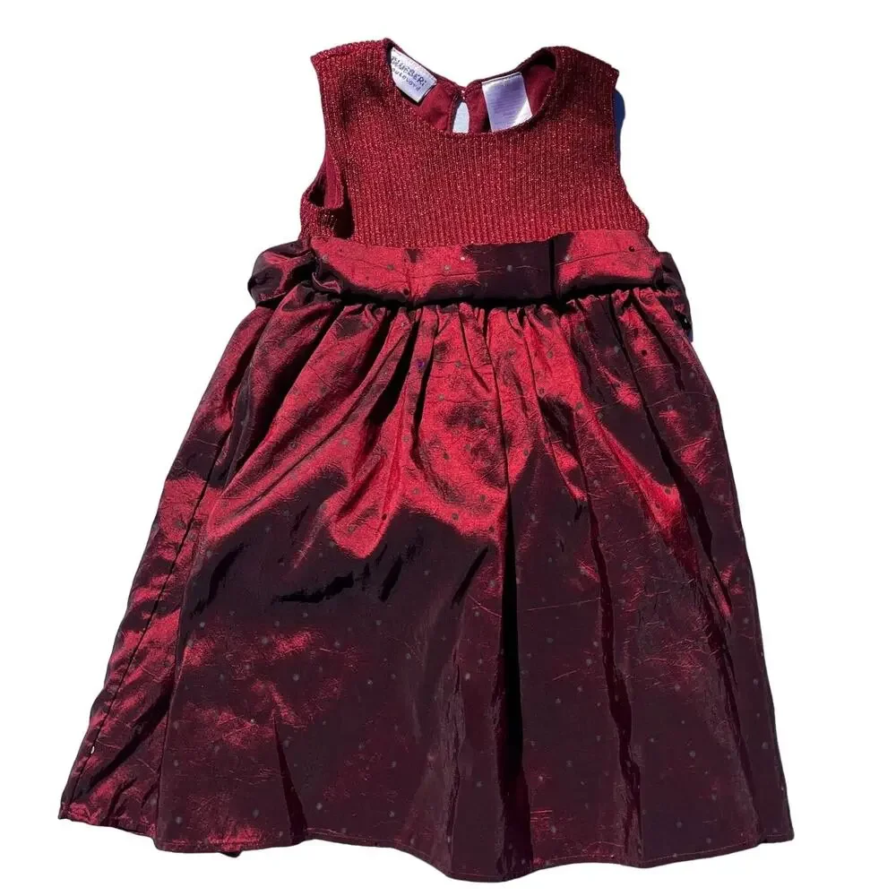 Holiday Party Dress Blueberi Boulevard Dark Red Dress Lined Skirt Girls Size 3T